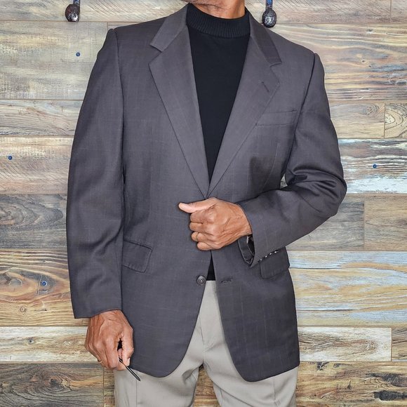 Gieves & Hawkes 100% Wool Brown Check Blazer Sport Jacket Size 42L *EXCELLENT* - Picture 5 of 12